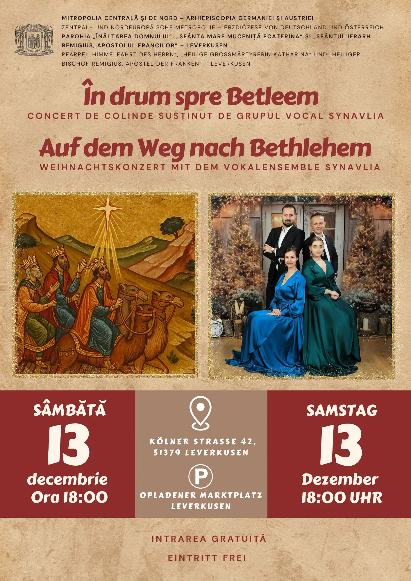 CONCERT DE COLINDE susținut de Grupul vocal Synavlia